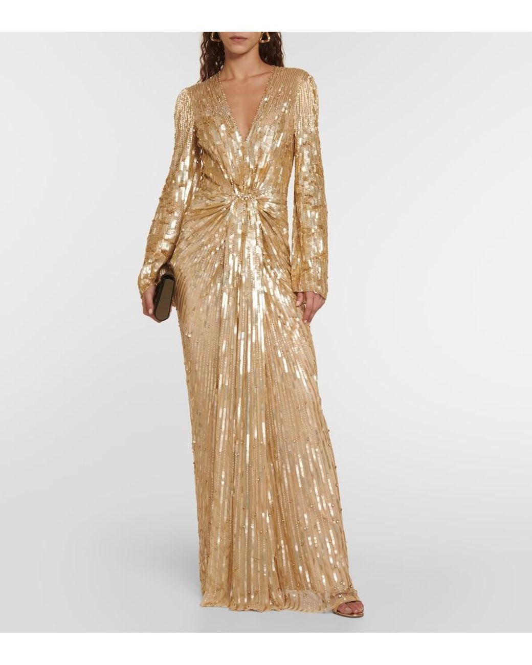 Jenny Packham Metallic Embellished Margot Gown