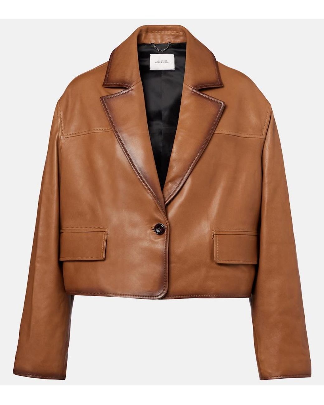 Dorothee Schumacher Brown Cropped Leather Jacket