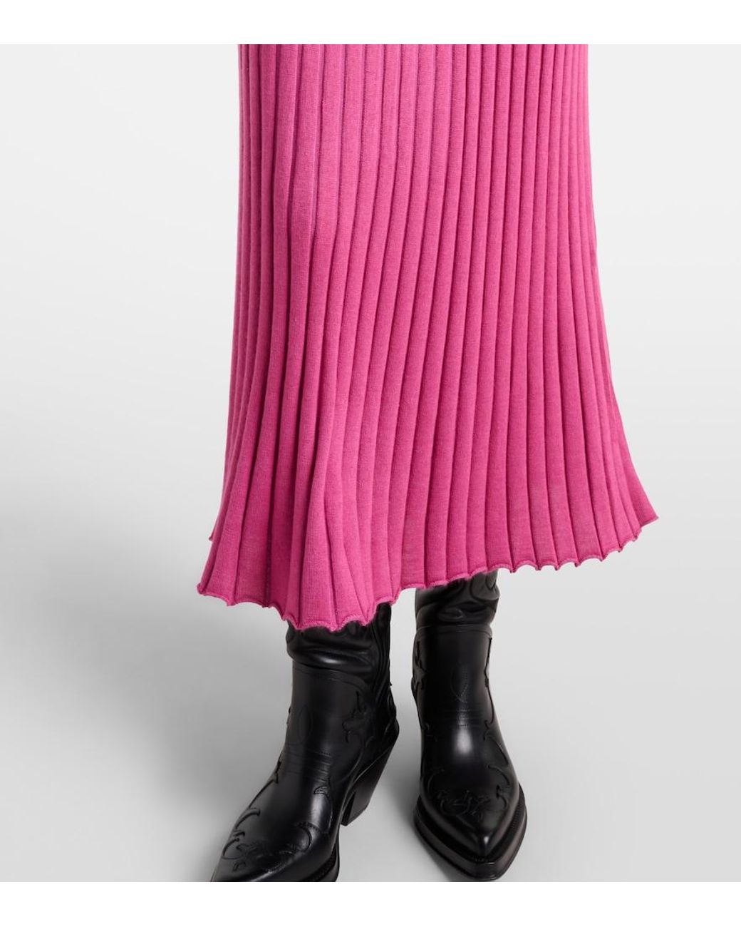 Gabriela Hearst Pink Amor Cashmere And Silk Midi Dress