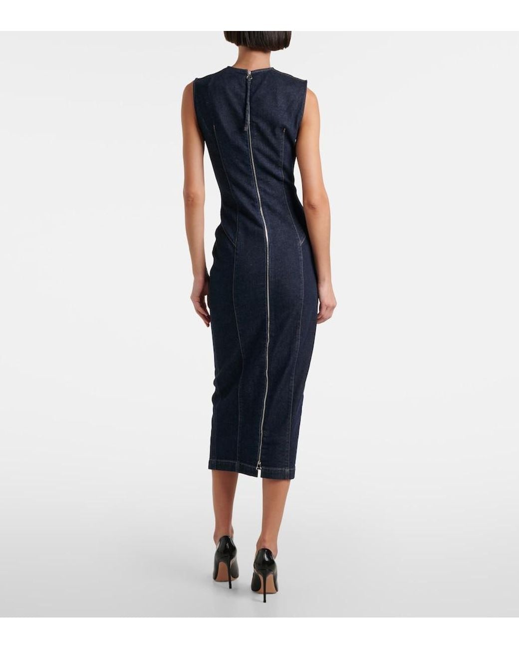 Sportmax Blue Geranio Denim Midi Dress