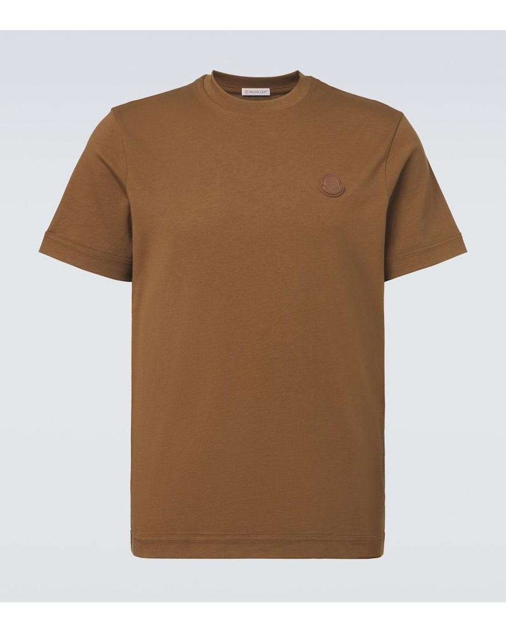 Moncler Brown Leather-Trimmed Cotton Jersey T-Shirt for men