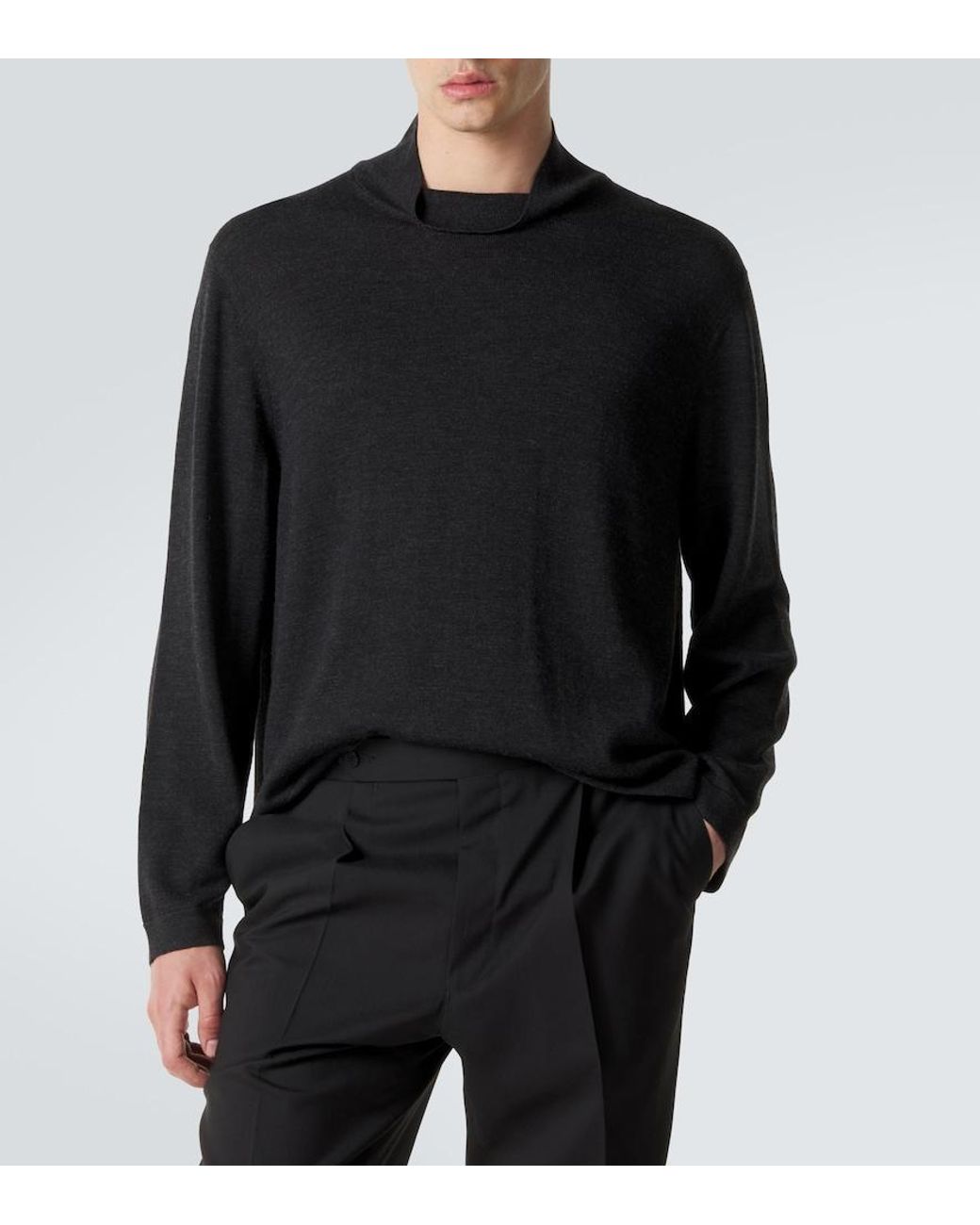 STÒFFA Black Wool And Silk Turtleneck Sweater for men