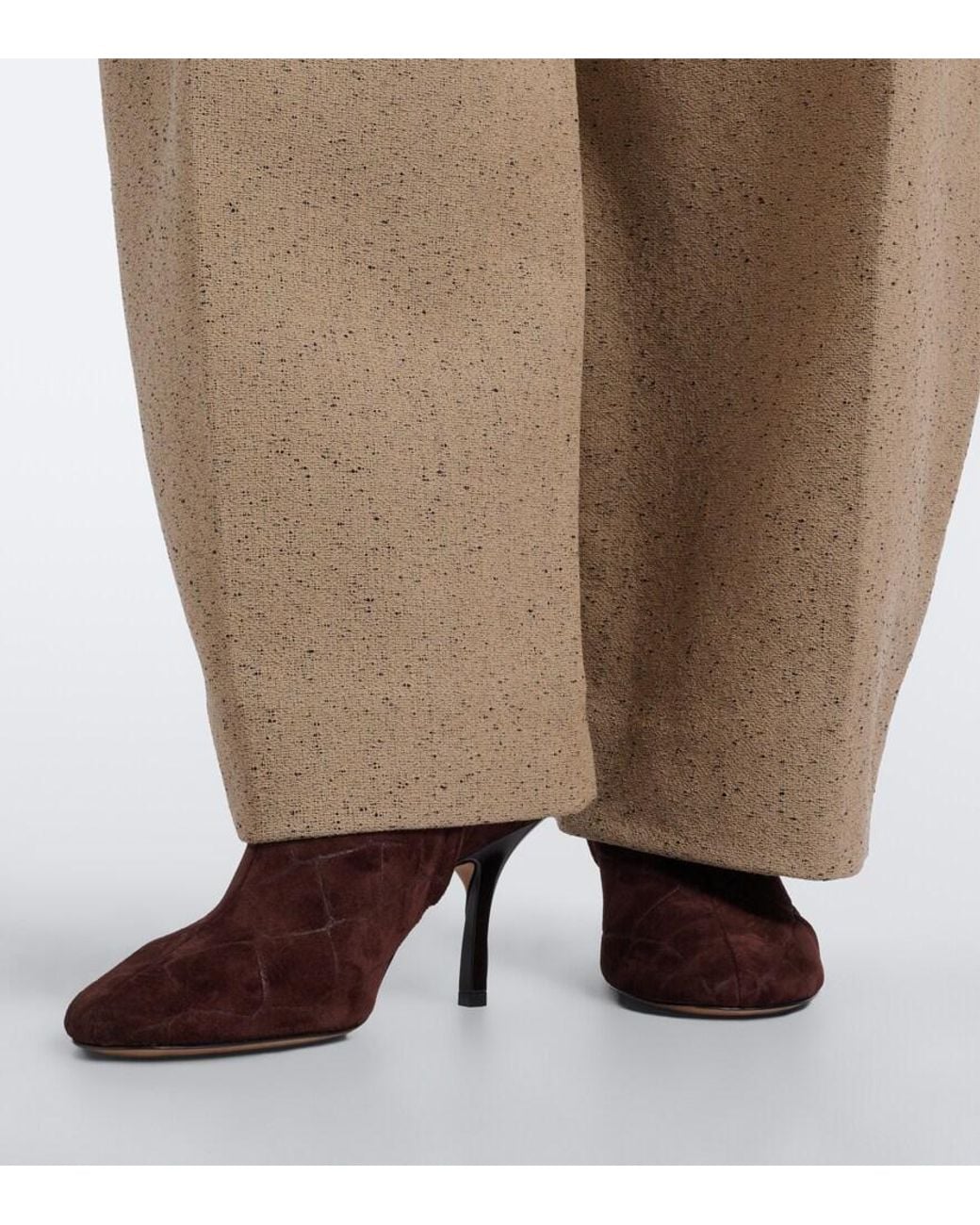 Jacquemus Brown Collant Croc-Effect Suede Ankle Boots