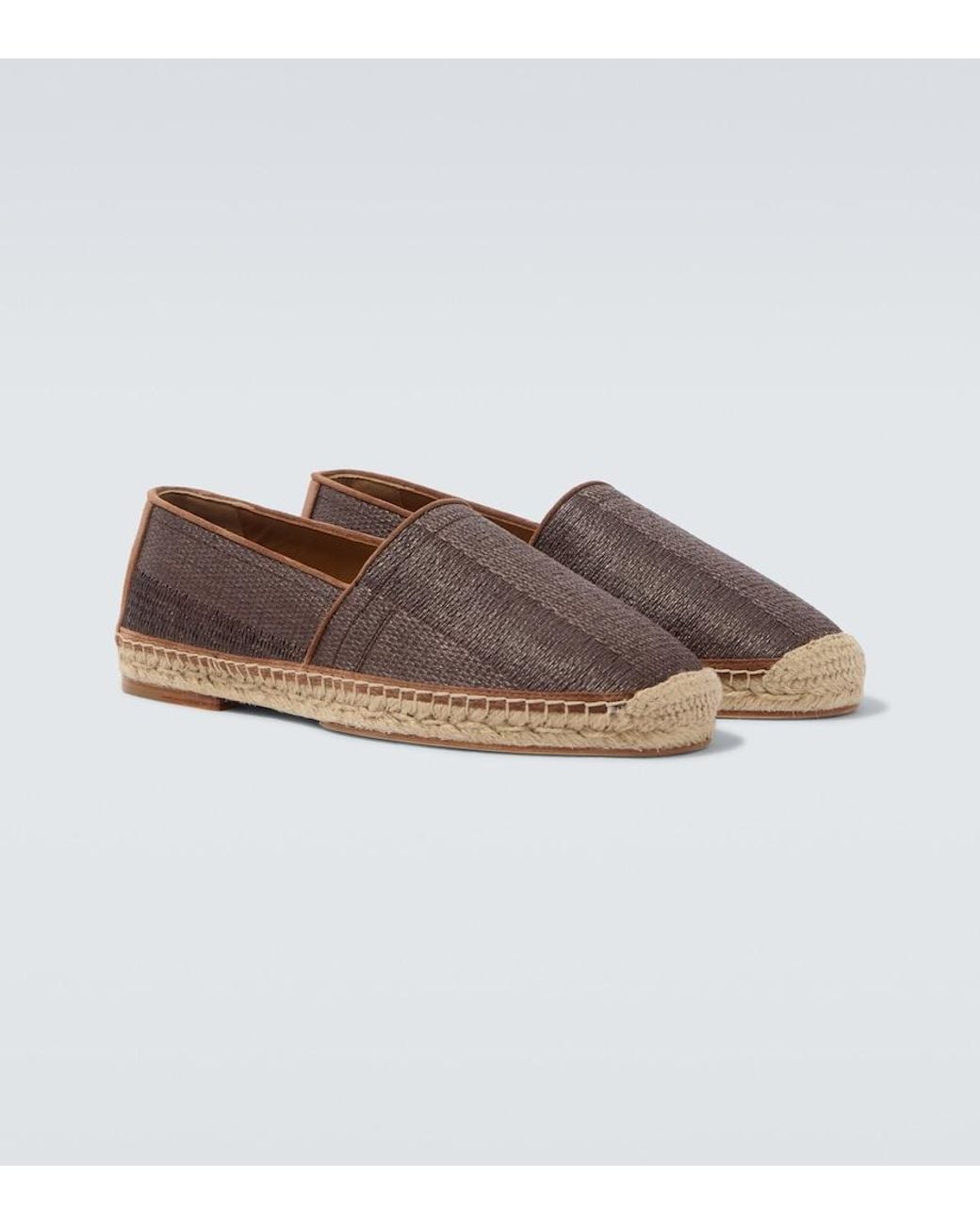 Brunello Cucinelli Brown Leather-Trimmed Espadrilles for men