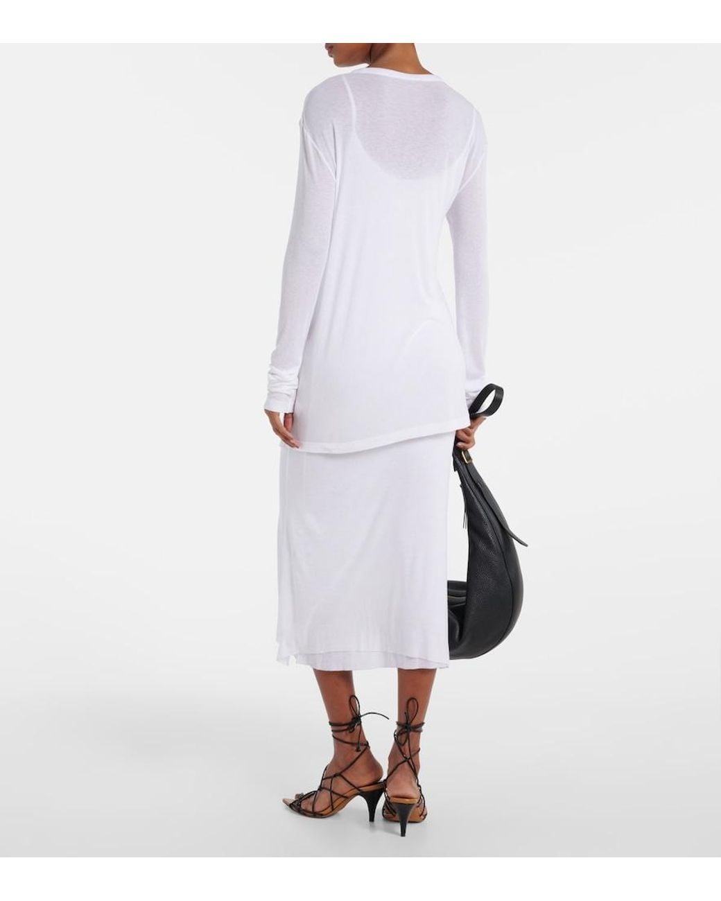 Khaite White Morton Ribbed-Knit Top