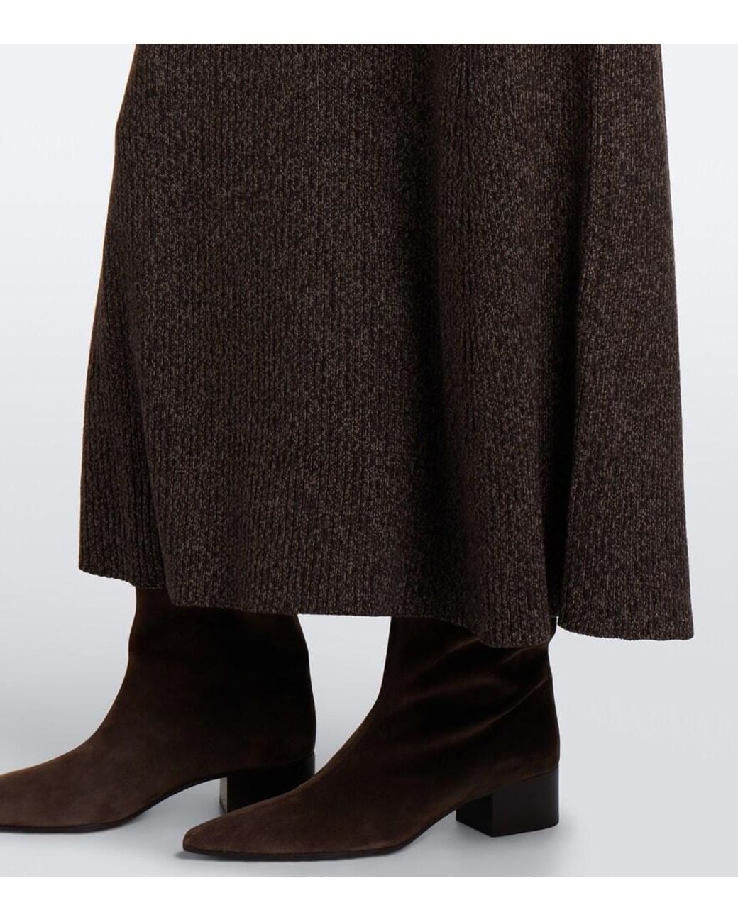 Ralph Lauren Brown Windi Silk And Wool-Blend Maxi Dress