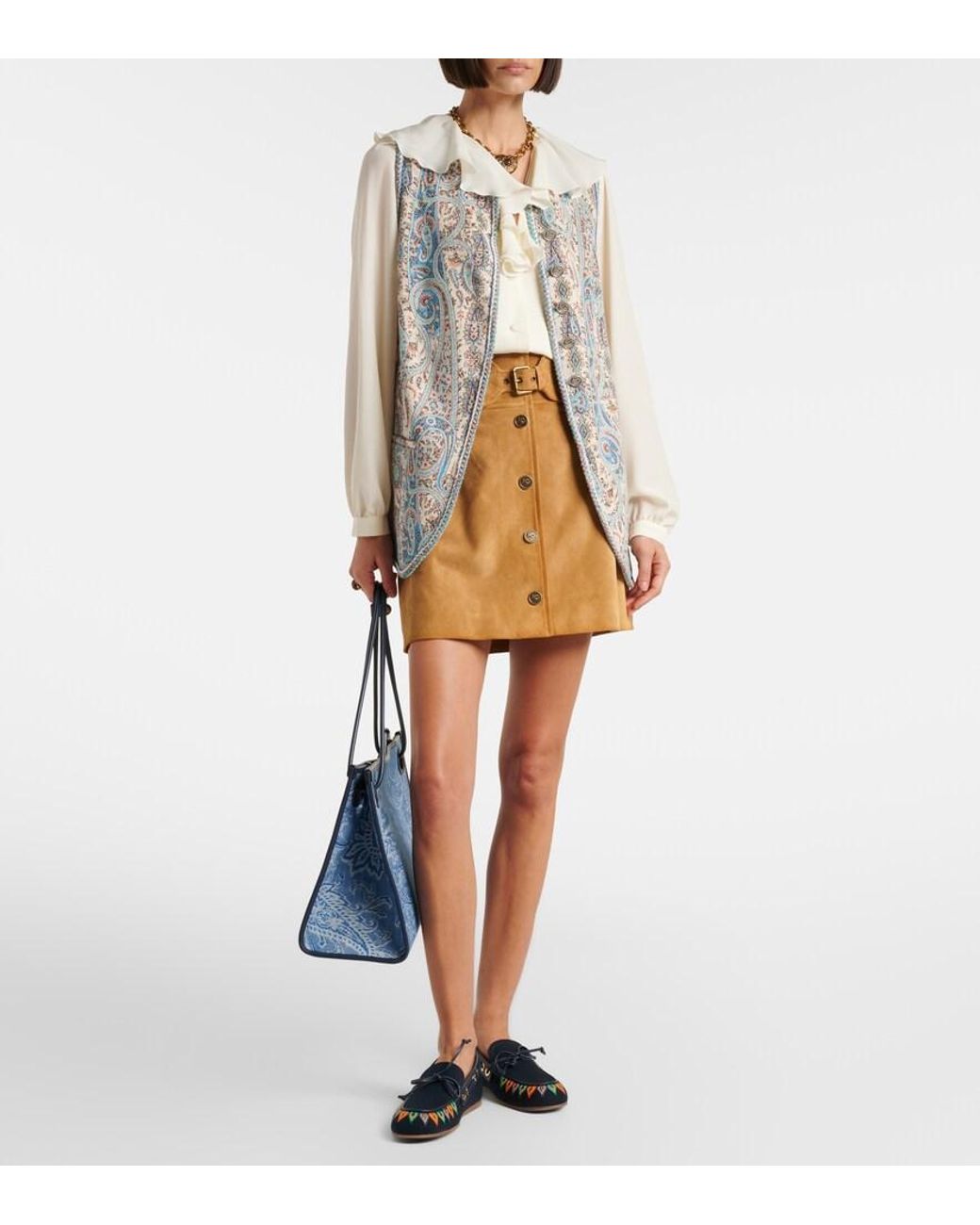 Etro Blue Embroidered Canvas Boat Shoes