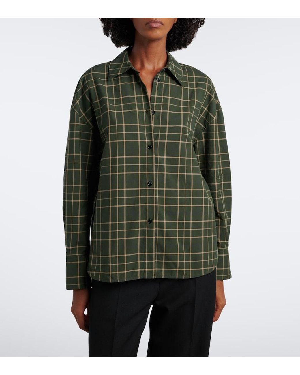 Totême Green Checked Cotton Shirt