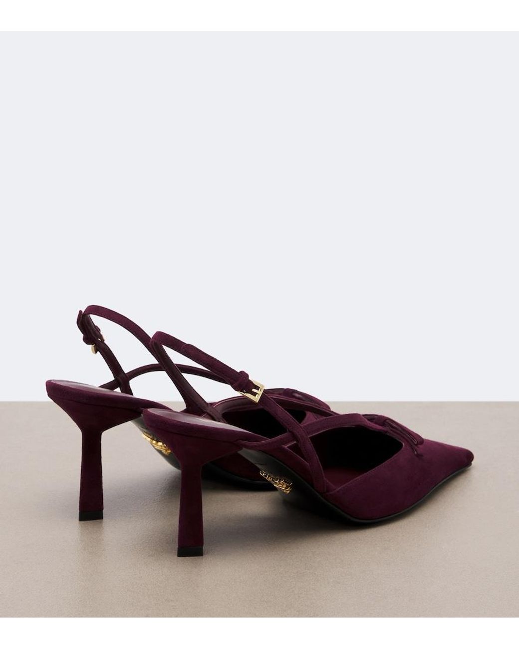 Prada Purple Bow-Detail Suede Slingback Pumps