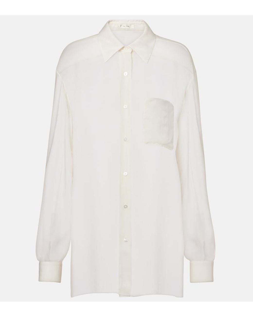 The Row White Nesson Oversized Striped Cupro Shirt
