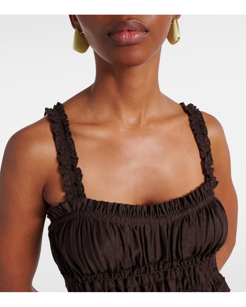 Tory Burch Black Smocked Midi Dress