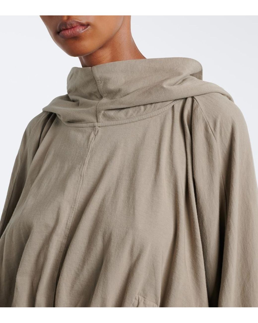 Rick Owens Green Drkshdw Cropped Cotton Jersey Hoodie