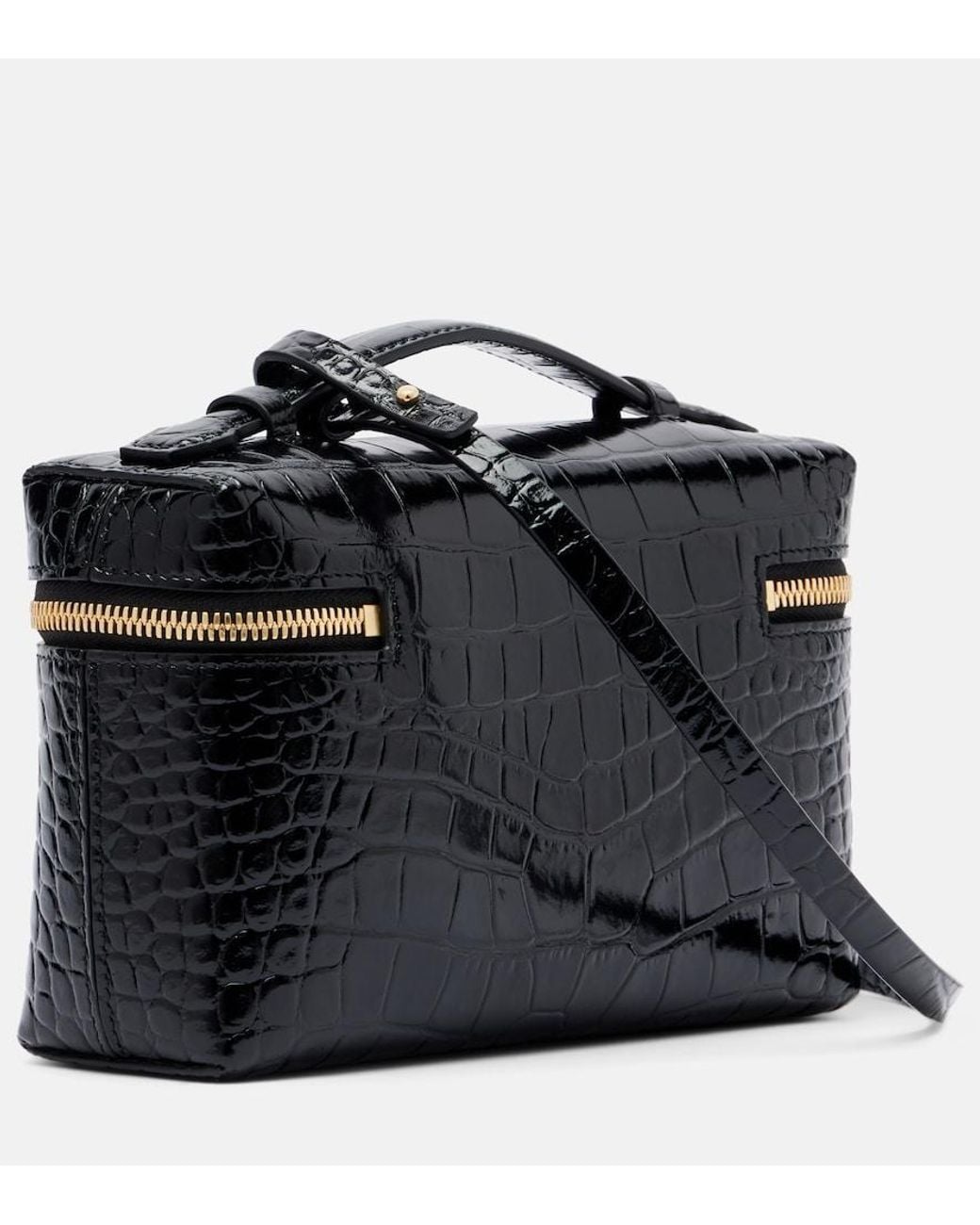 Victoria Beckham Black Vanity Croc-Effect Leather Vanity Bag