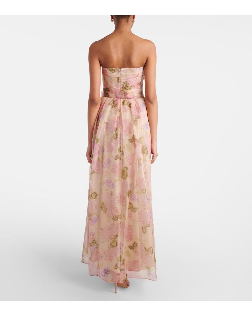 max mara acqua strapless floral silk-chiffon maxi dress Max Mara - - Acqua Strapless Floral Silk-Chiffon Maxi Dress - Bronze - US 2