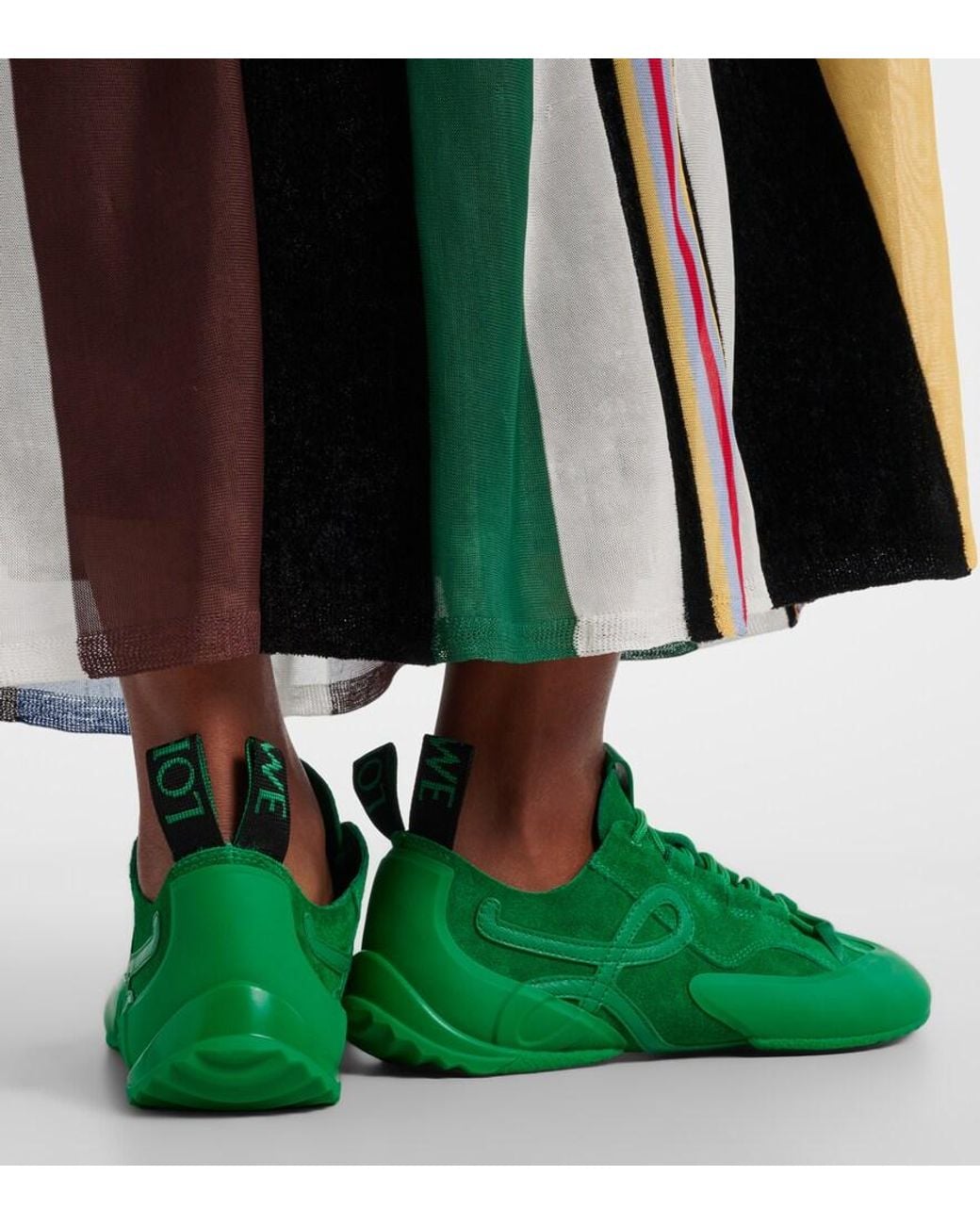 Loewe Green Grip Suede Sneakers