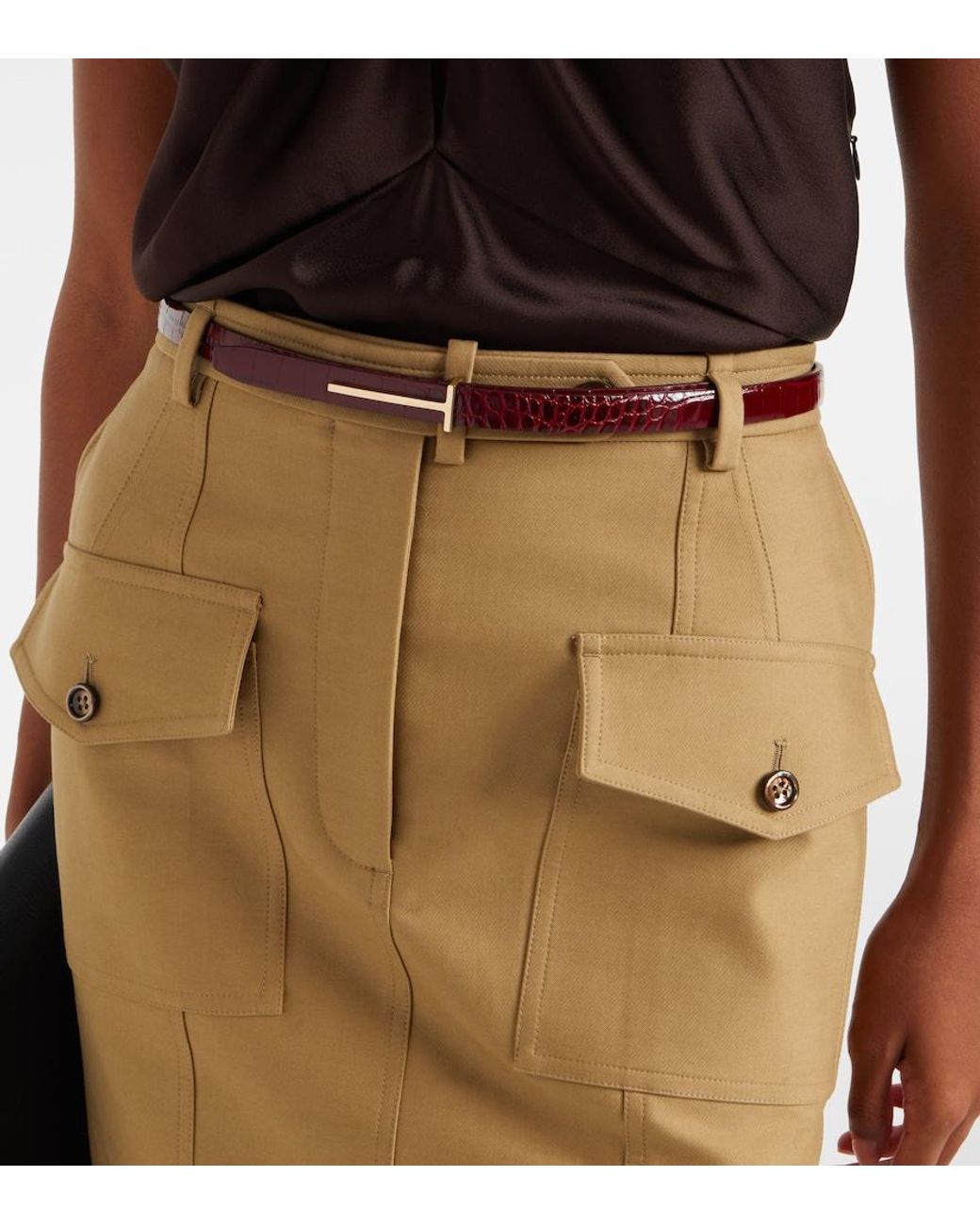Tom Ford Red Croc-Effect Leather Belt
