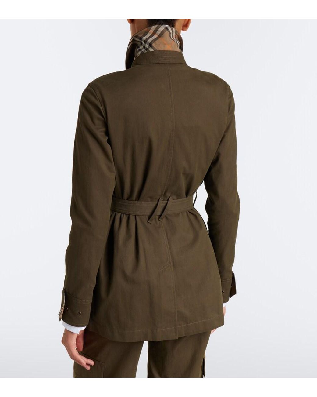 Burberry Green Belted Cotton-Blend Jacket