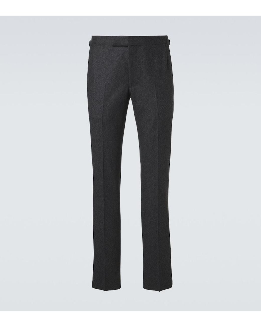 Thom Sweeney Gray Wool Flannel Slim Pants for men