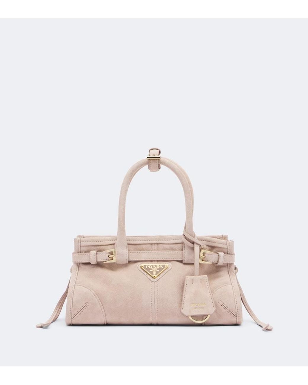 Prada Pink Bonnie Mini Suede Top-Handle Bag