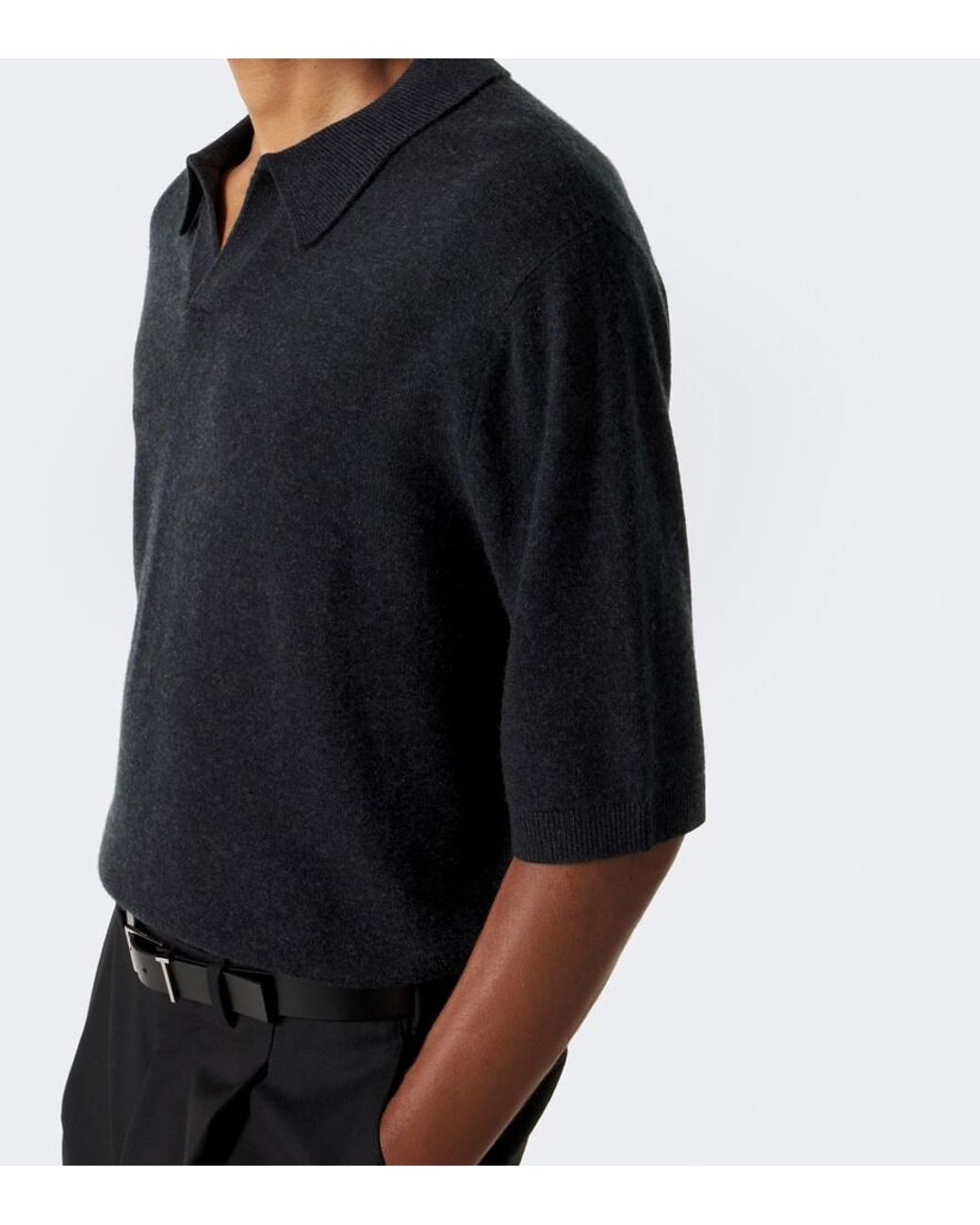 LeKasha Black Bale Cashmere Polo Sweater for men