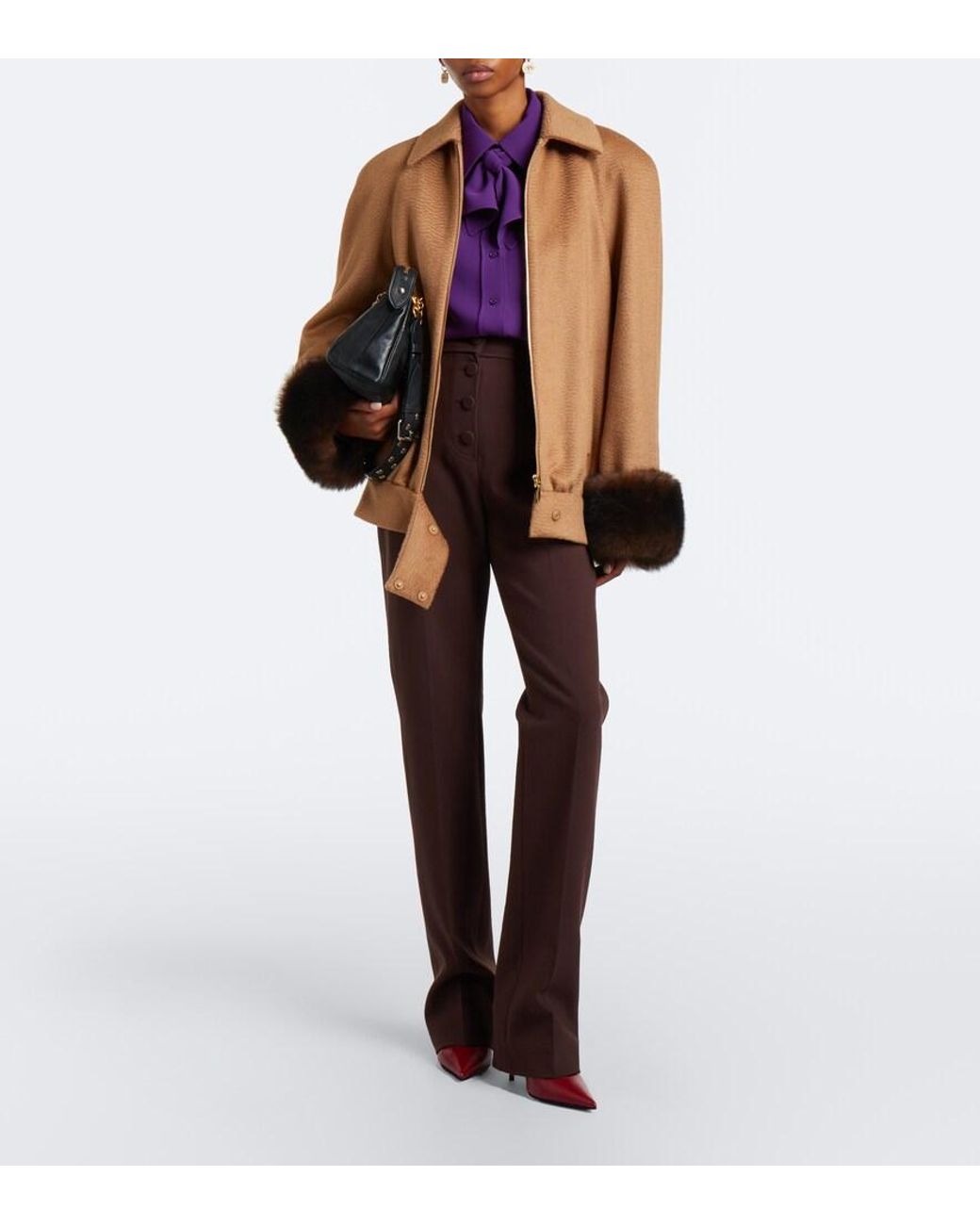 Valentino Garavani Purple Cady Couture Tie-Neck Blouse