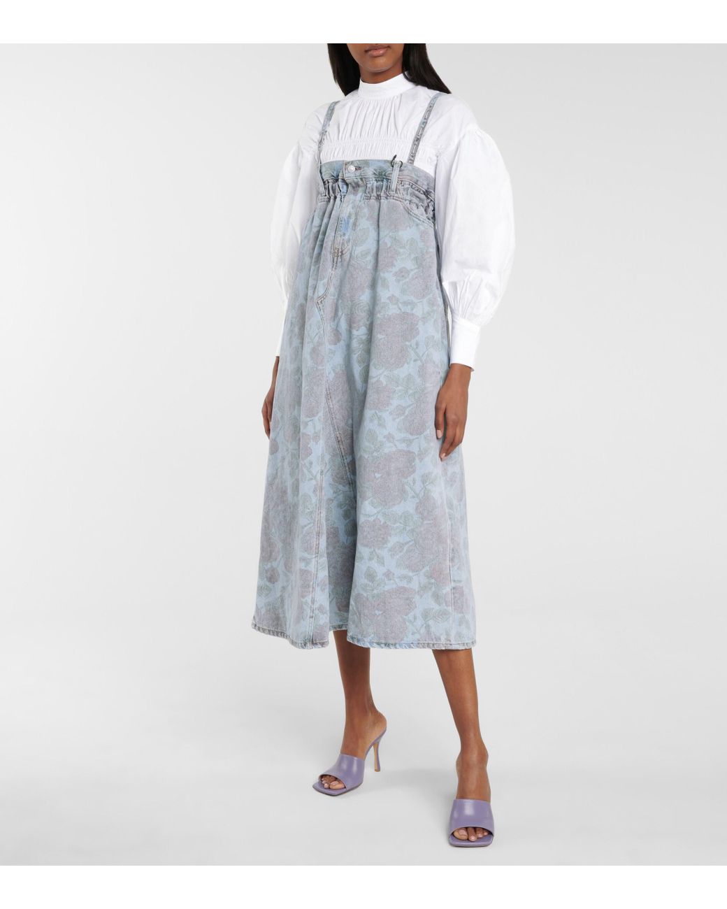 Ganni X Levi's® Floral Denim Midi Dress in Blue | Lyst