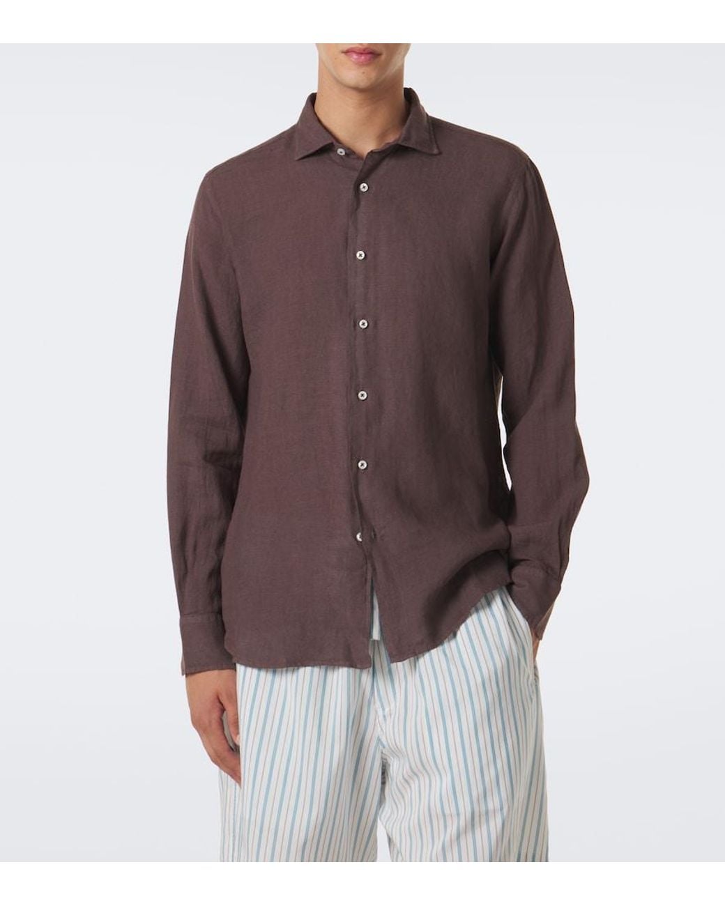 Camisa De Lino Fedeli de hombre de color Brown
