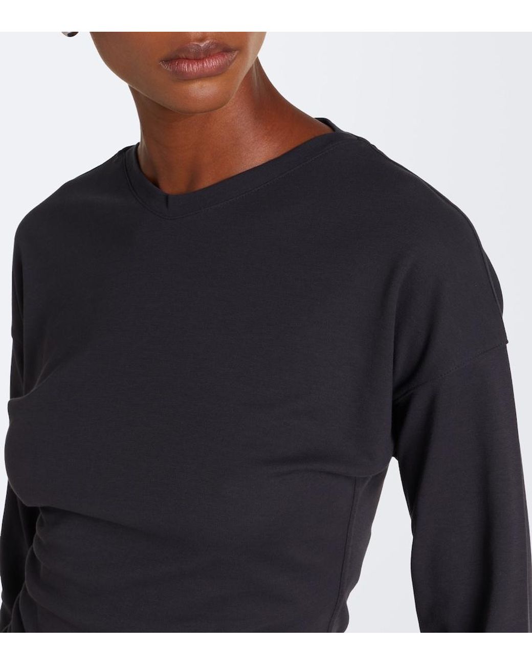 Lemaire Black Cotton Jersey Crepe Midi Dress