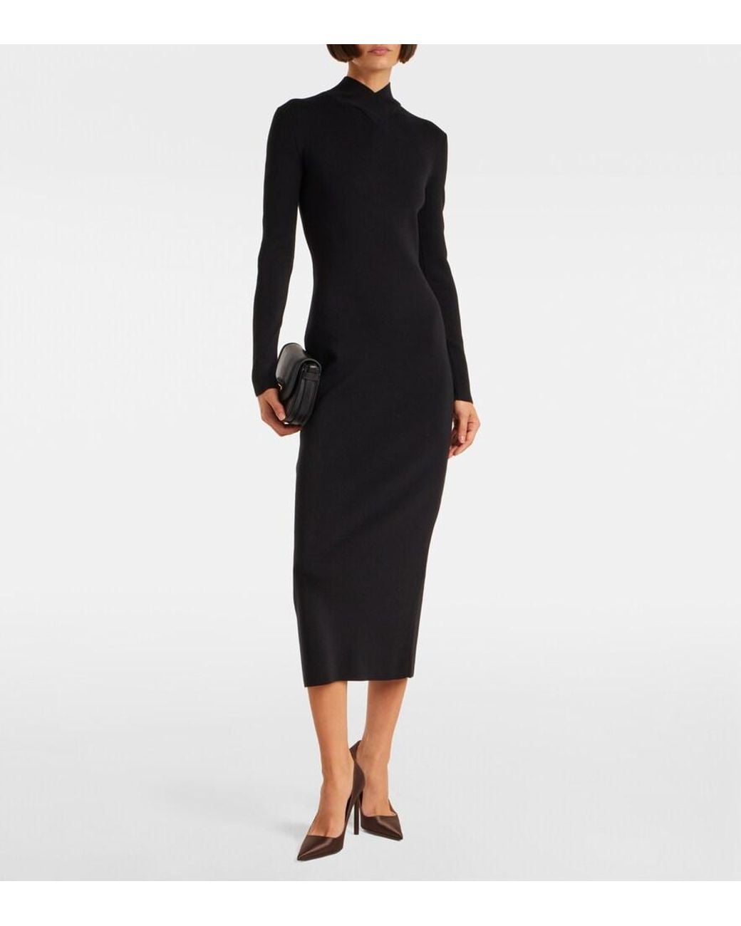 Tom Ford Black Wool Midi Dress