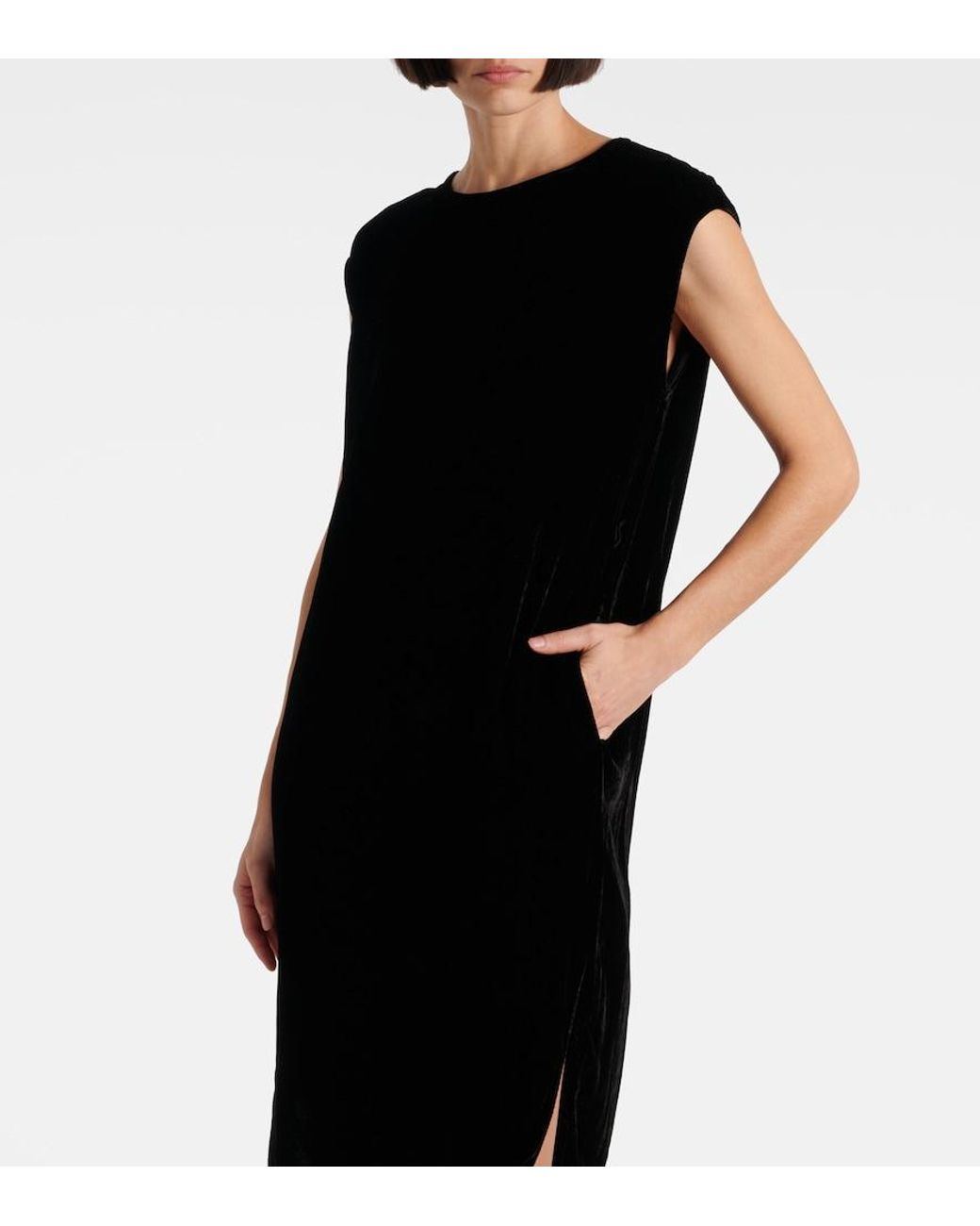 Velvet Black Midi Dress