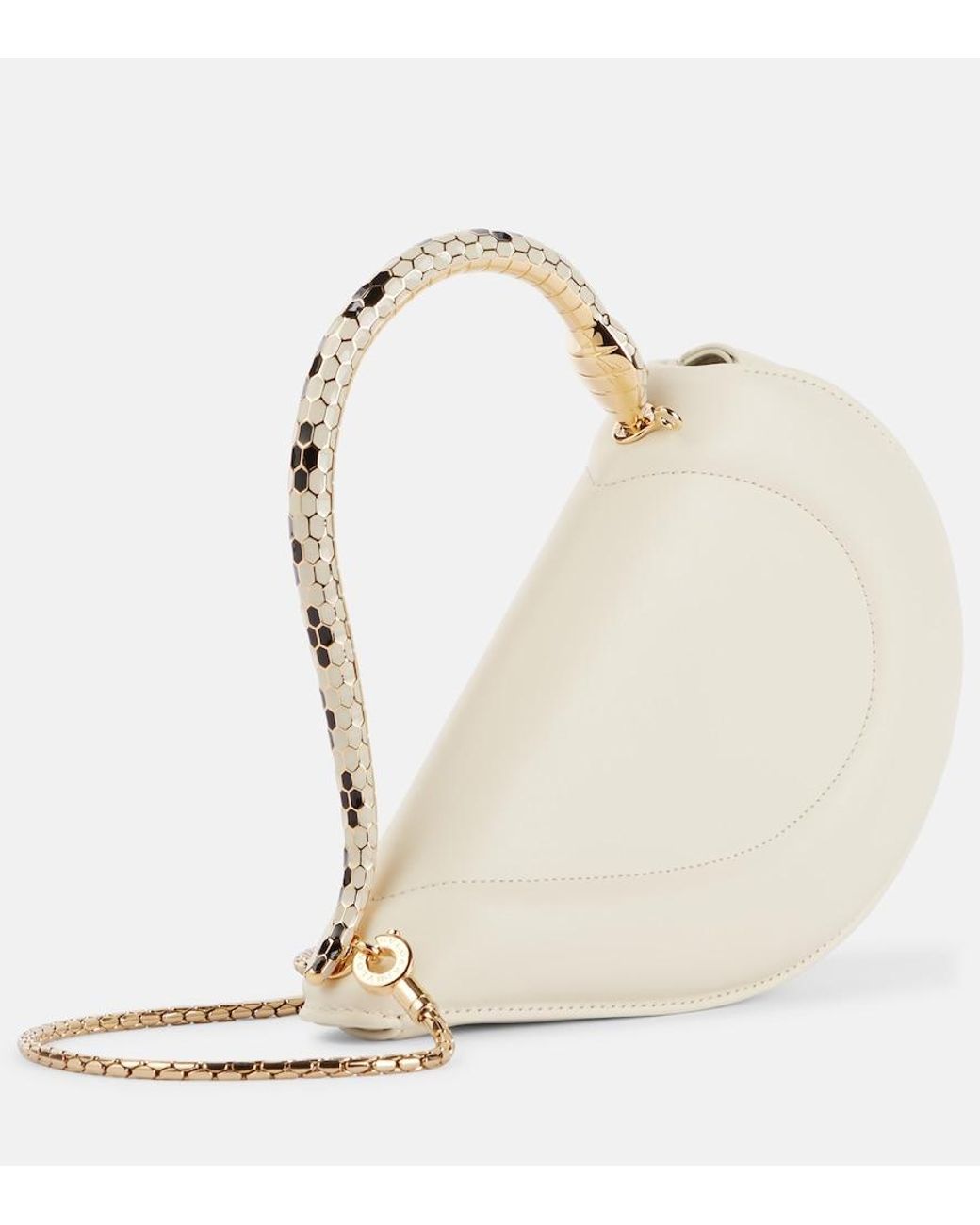 BVLGARI White Serpenti Cuore 1968 Leather Top-Handle Bag