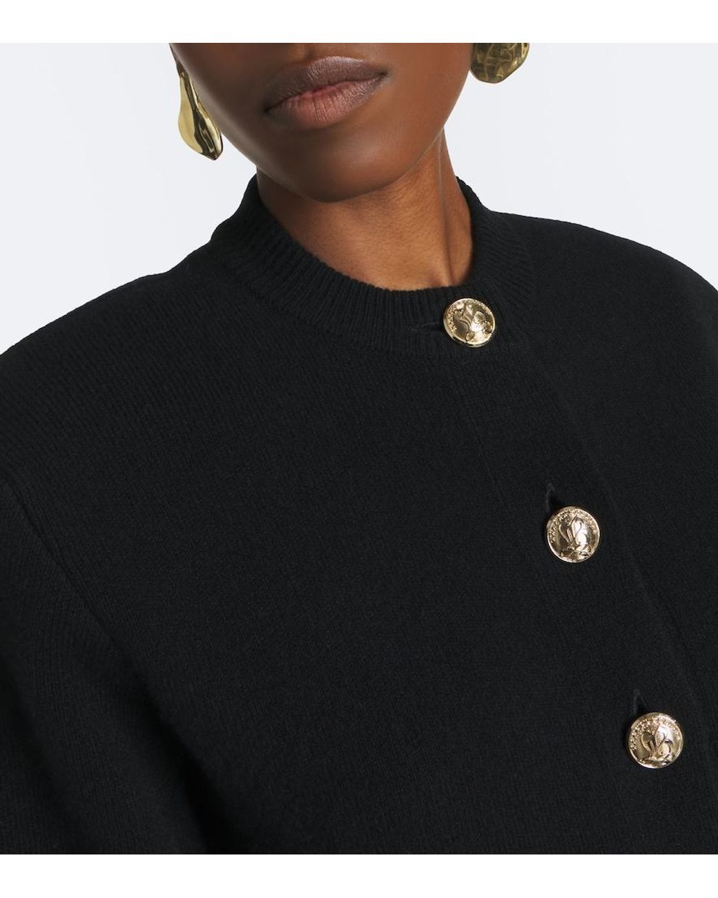 Balmain Black Cashmere And Wool Cardigan