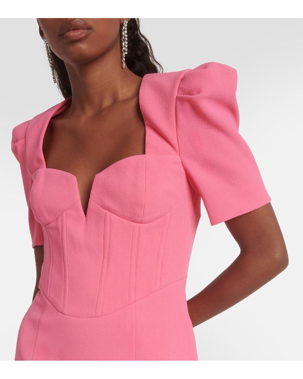 Rebecca Vallance Pink Marie Puff-Sleeve Midi Dress