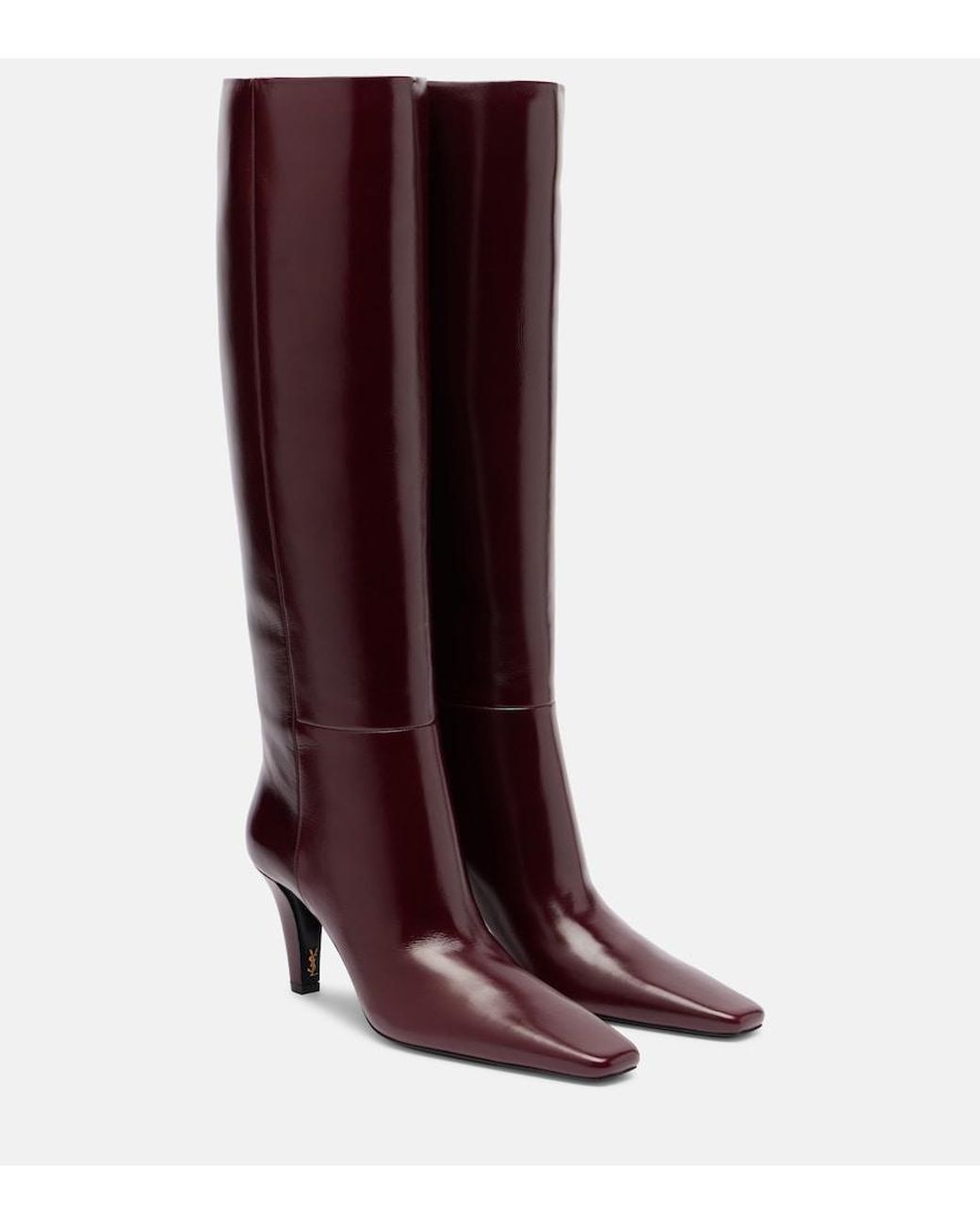 Saint Laurent Purple Jill 75 Leather Knee-High Boots
