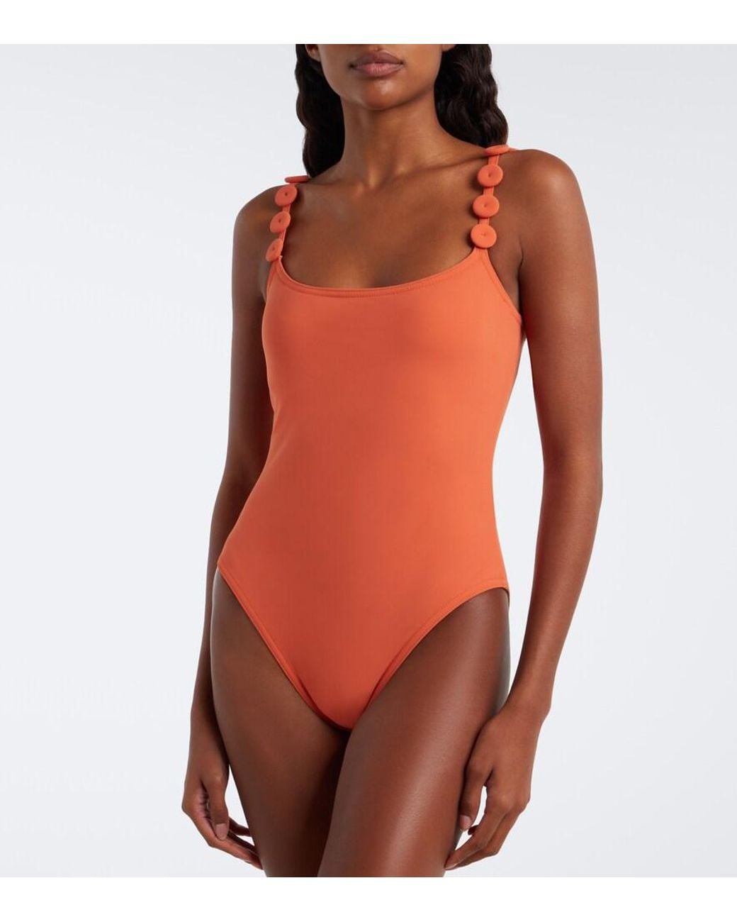 Karla Colletto Orange Sadie Applique Swimsuit
