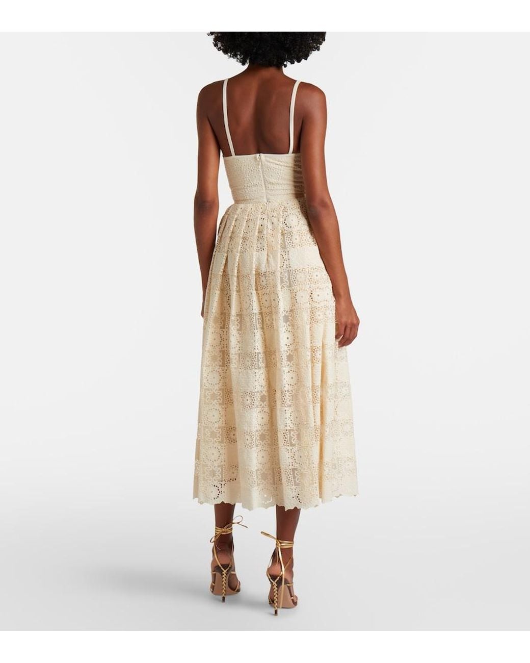 Elie Saab Natural Silk And Cotton-Blend Guipure Lace Midi Dress