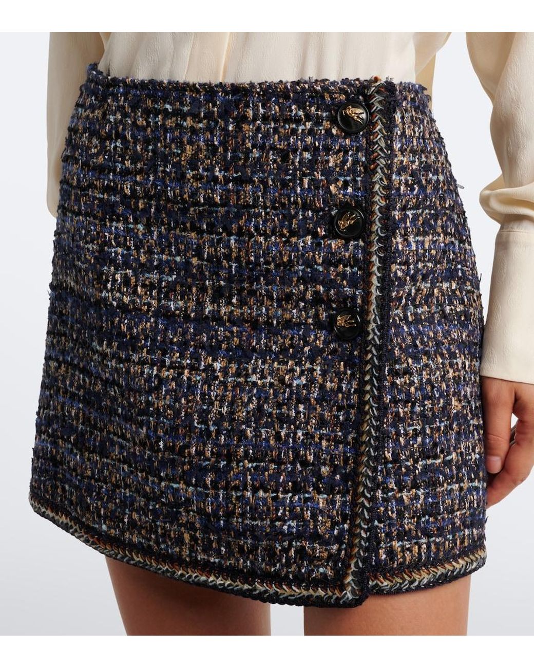 Etro Gray Tweed Miniskirt
