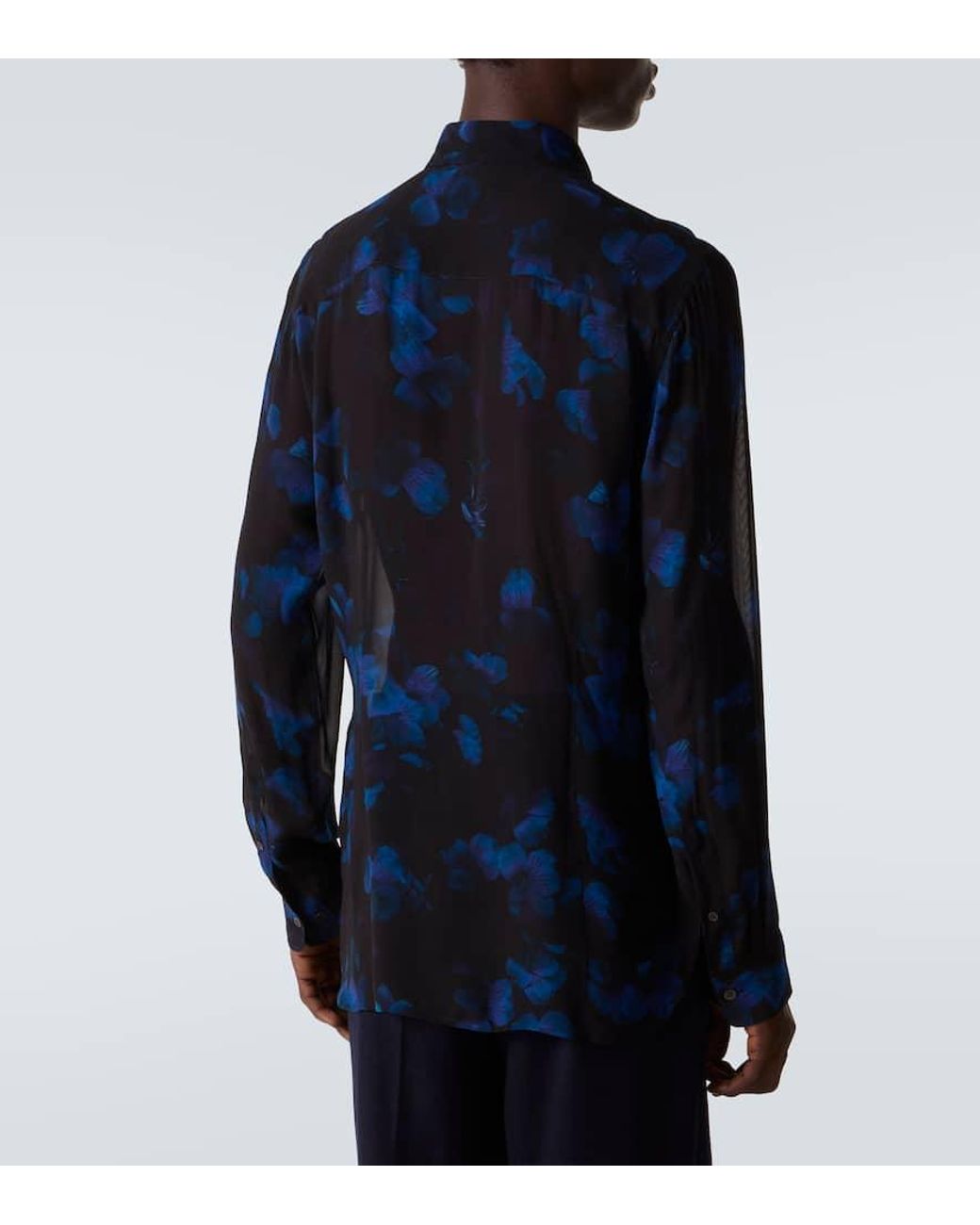 Dries Van Noten Blue Sheer Floral Shirt for men
