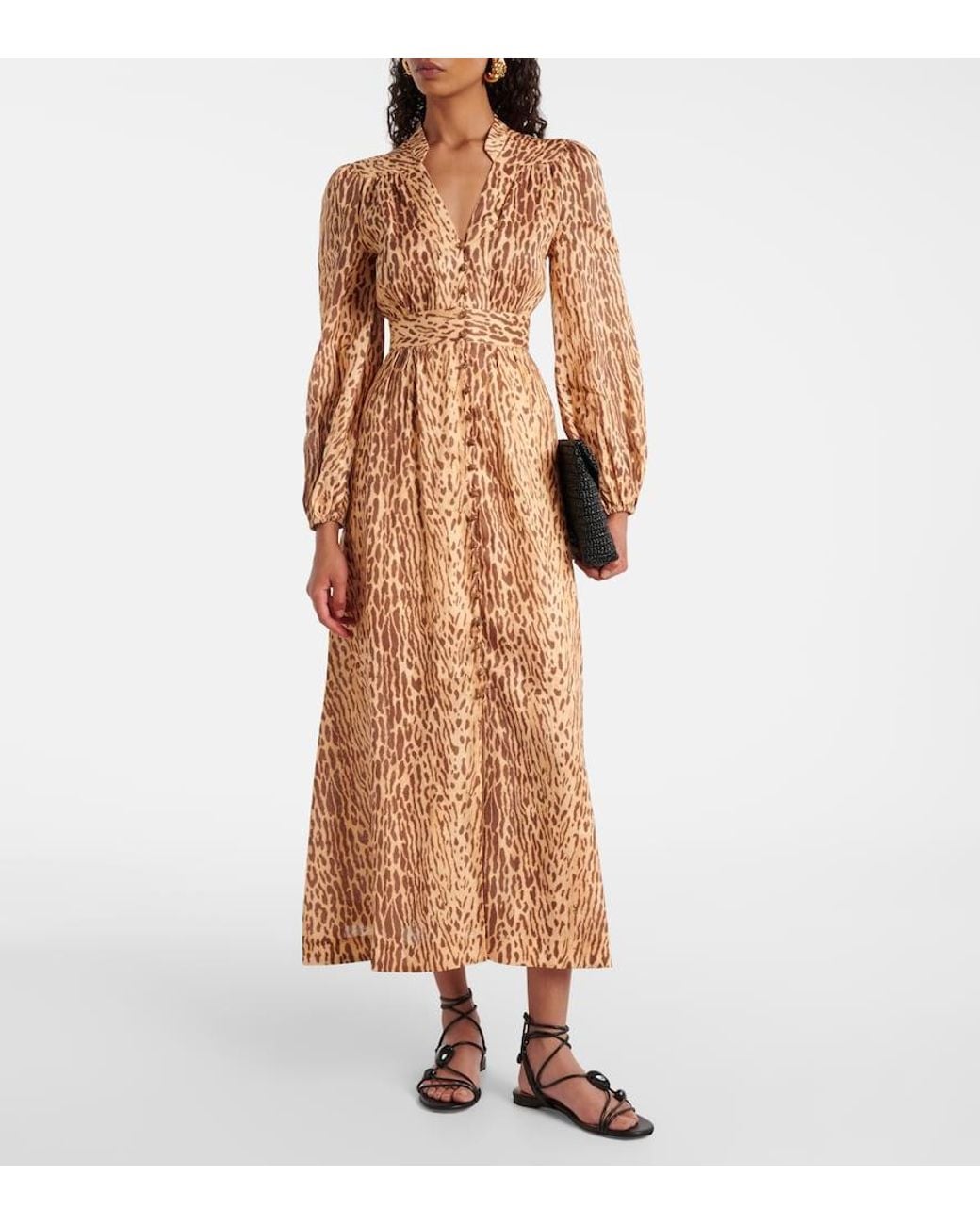 Zimmermann Brown Cascadian Plunge Dress