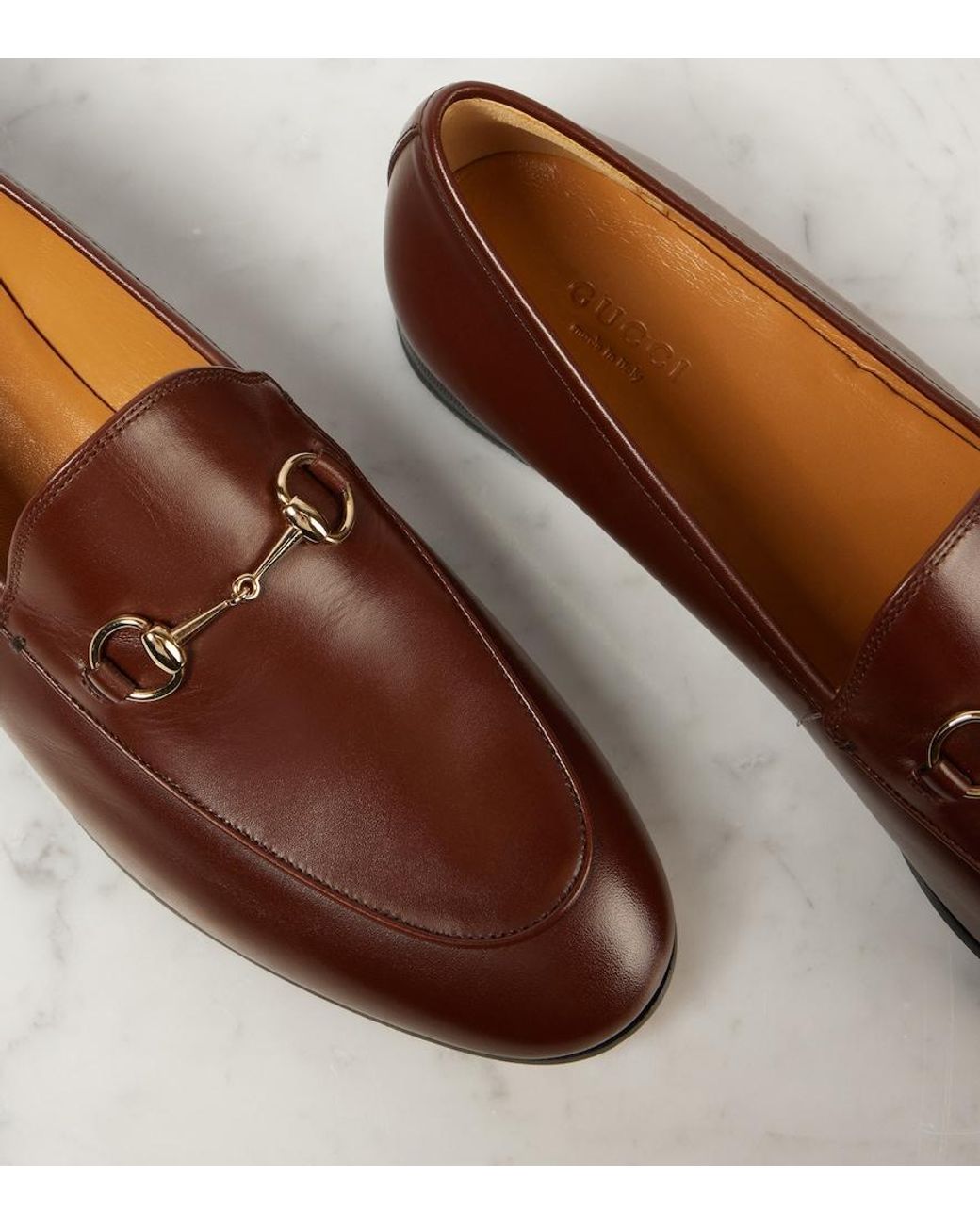Gucci Brown Jordaan Horsebit Leather Loafers