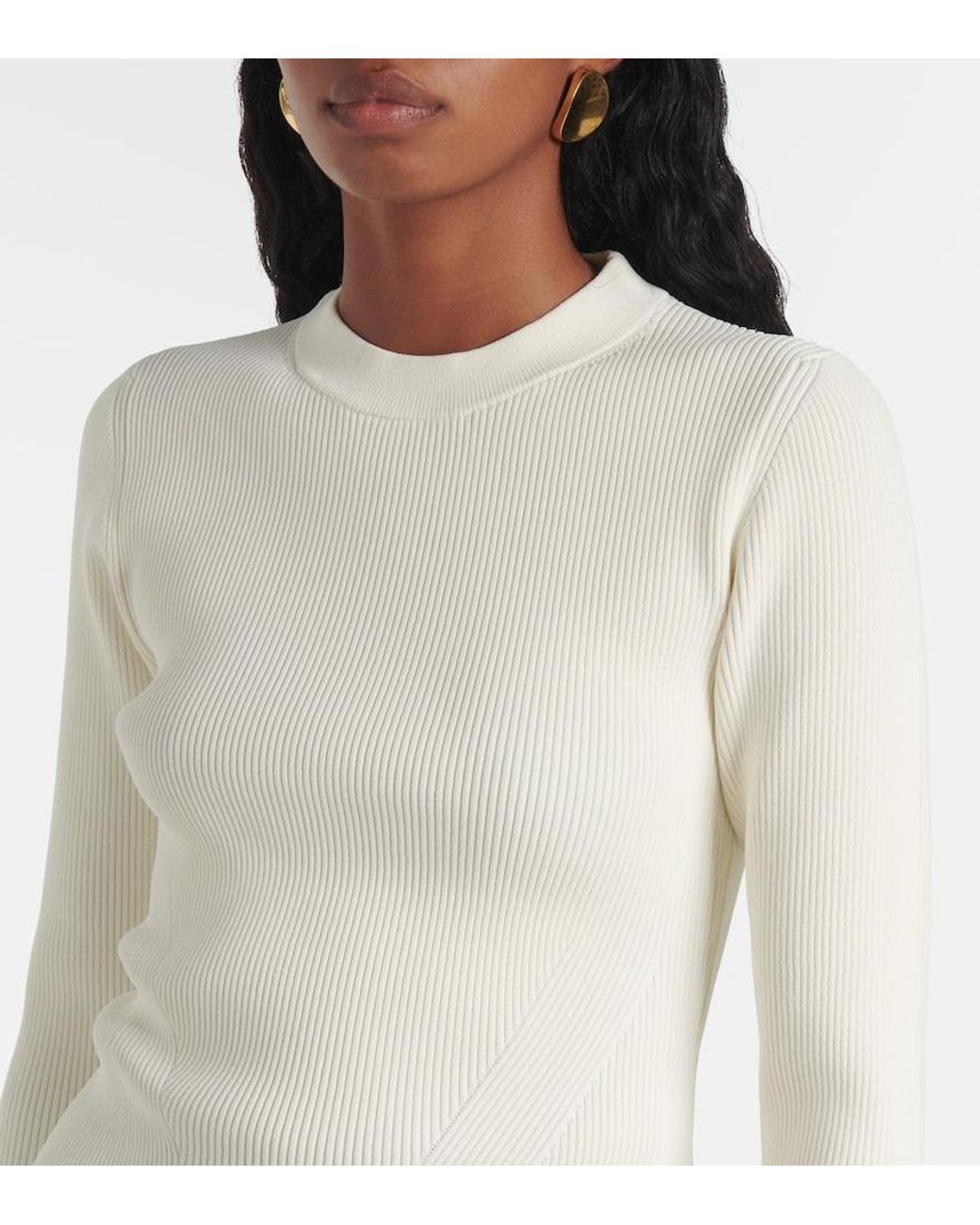 Jonathan Simkhai White Agata Taffeta-Trimmed Ribbed-Knit Top