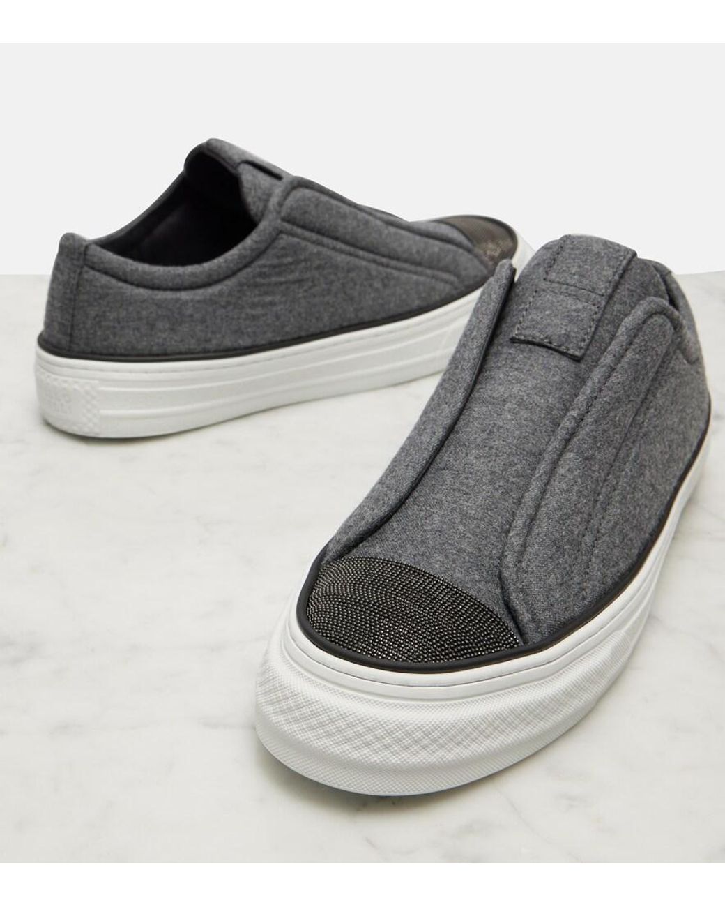 Brunello Cucinelli Gray Slip-Ons