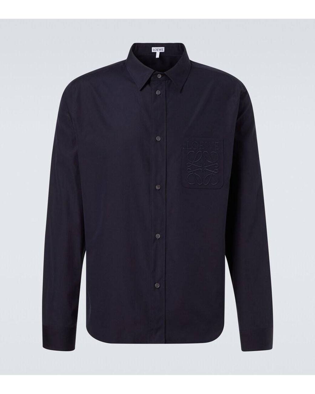 Loewe Blue Long-Sleeves Regular-Fit Cotton-Poplin Shirt for men
