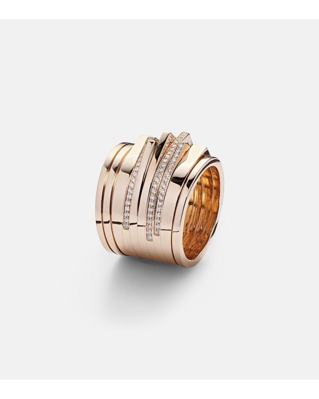 Repossi Natural Antifer 18Kt Rose Ring With Diamonds