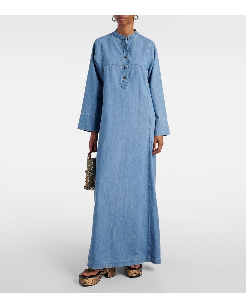 Dries Van Noten Blue Denim Maxi Dress