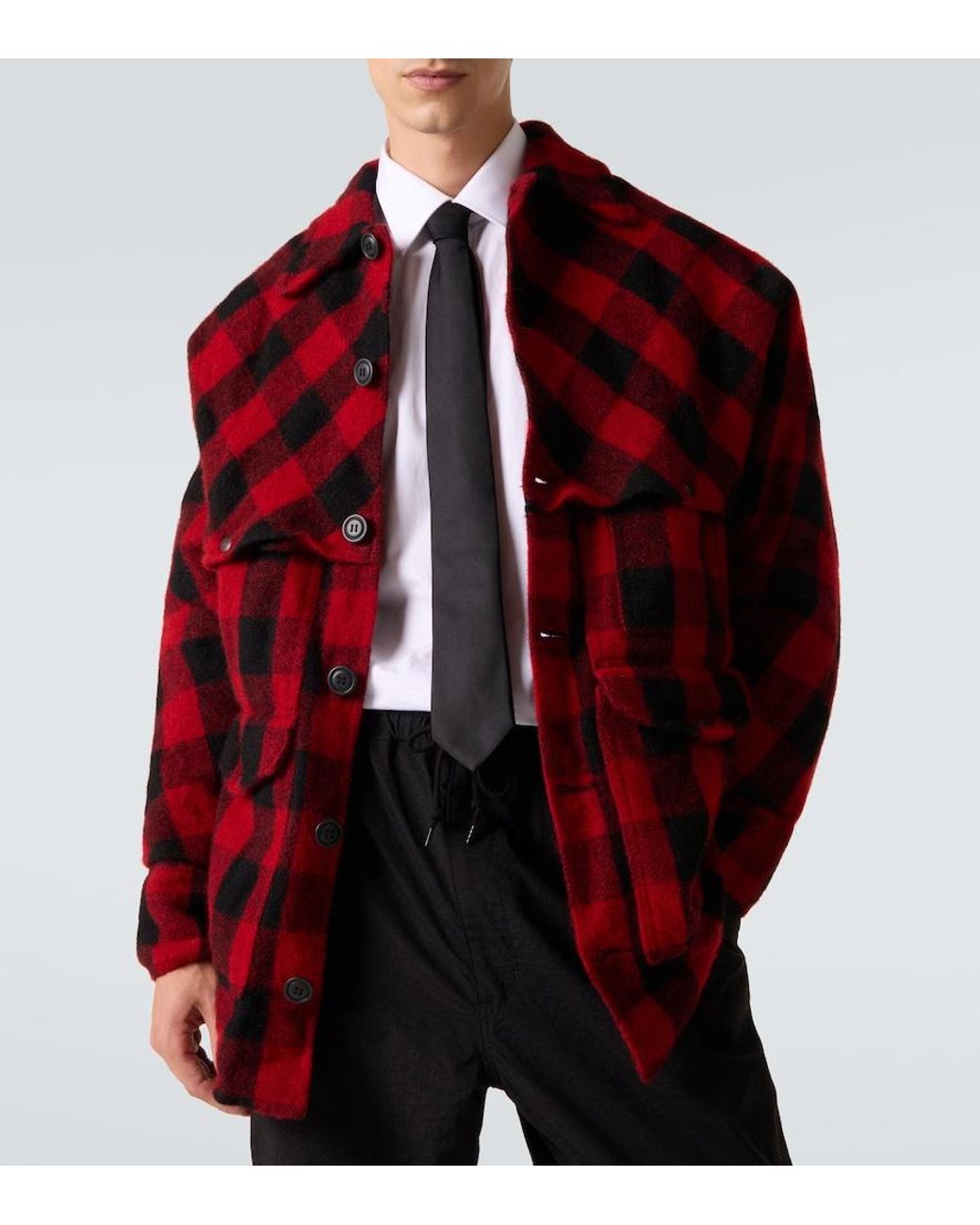 Junya Watanabe Red Checked Wool Jacket for men