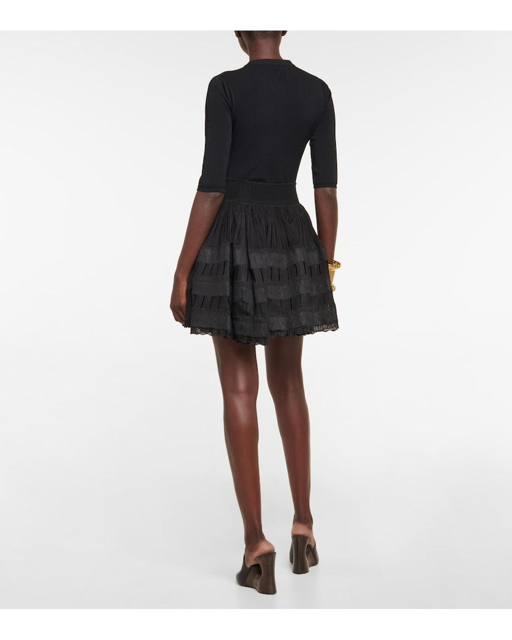 Alaïa Black Courte Raphia Franges Skirt