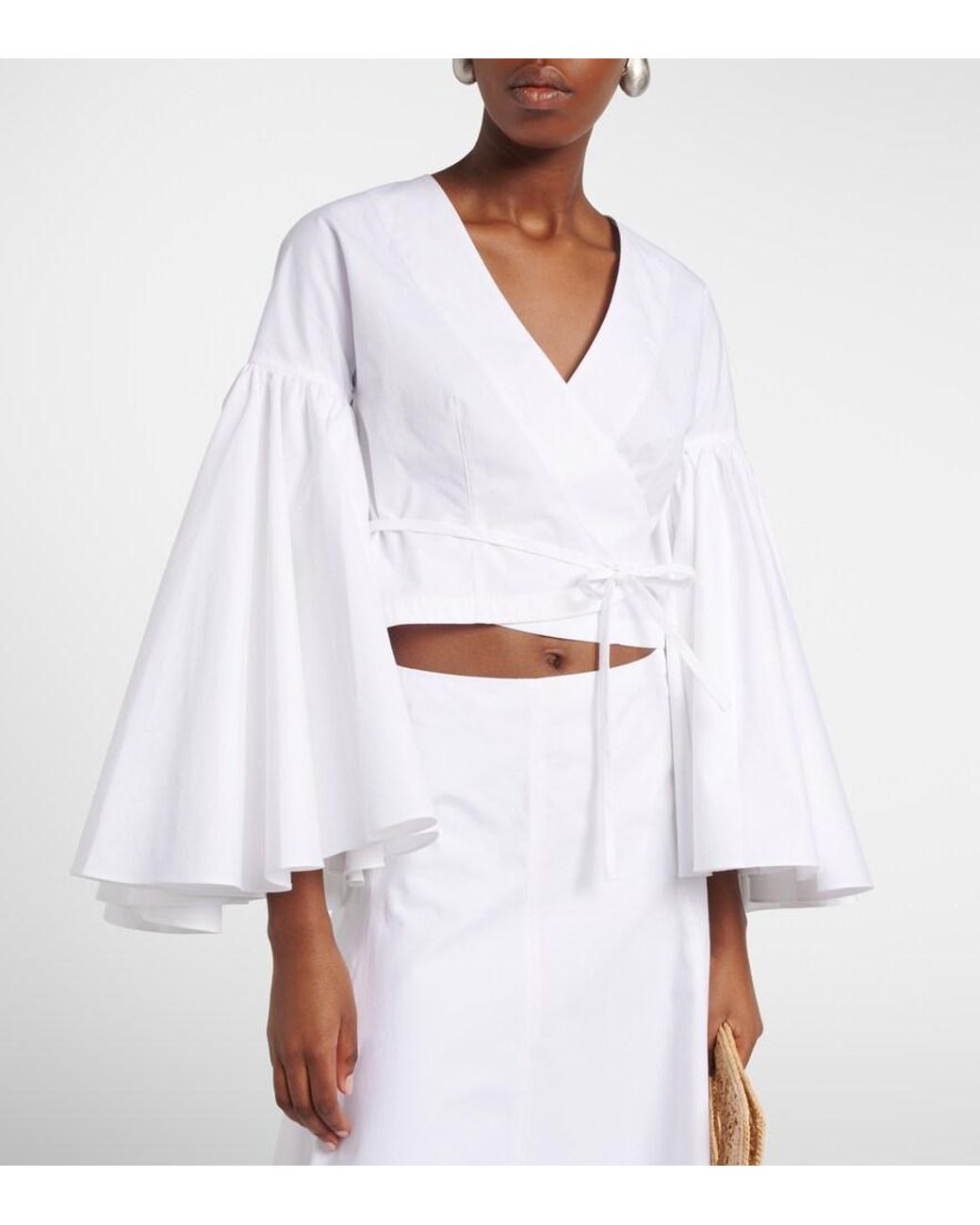 Jacquemus White Paysan Cotton Poplin Wrap Top