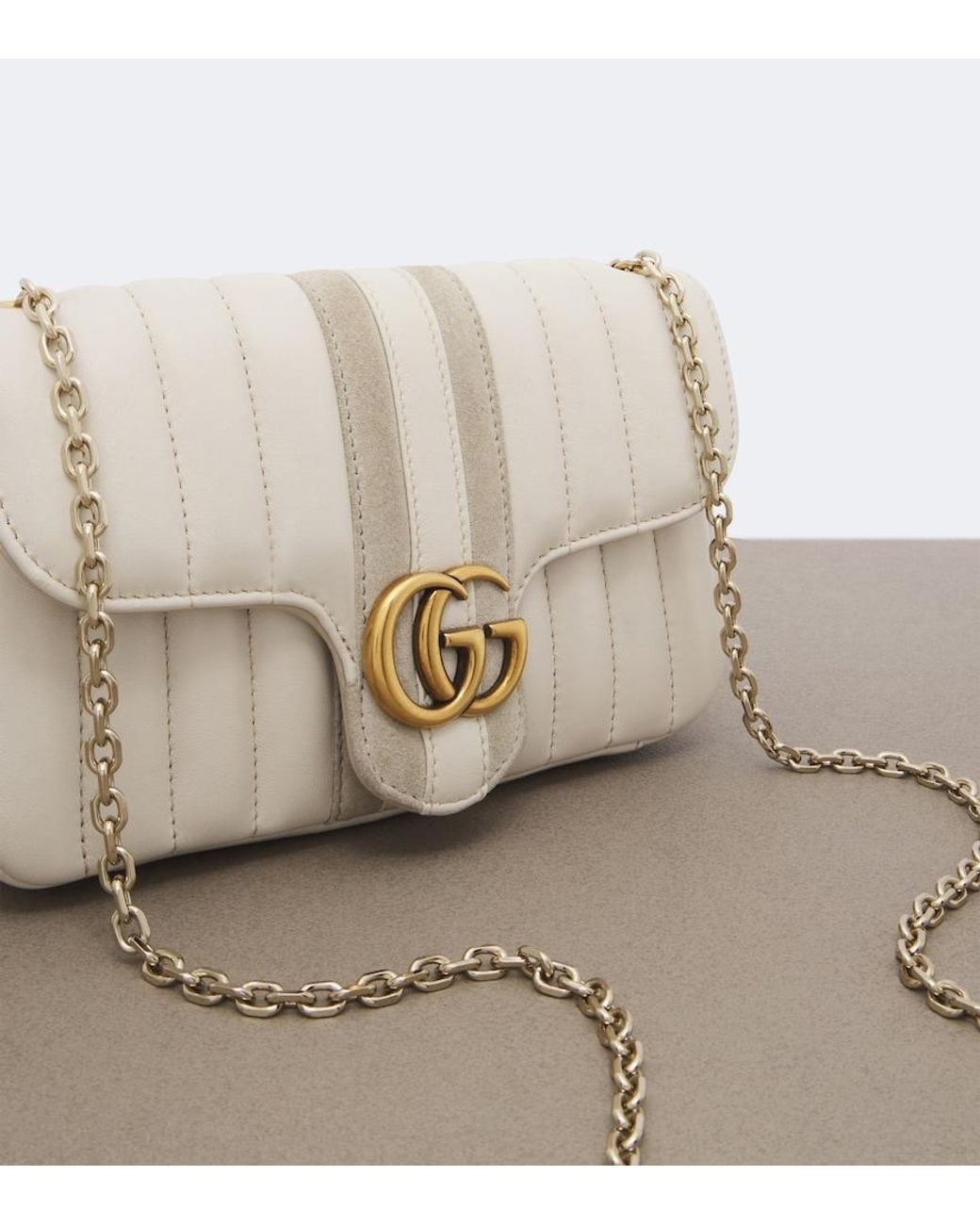Gucci White Jetset Gg Marmont Small Shoulder Bag