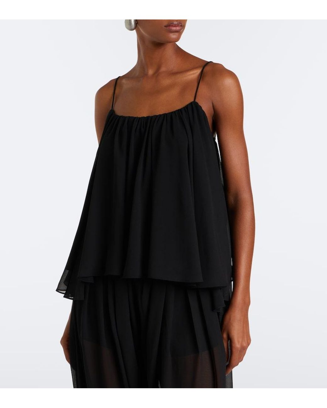 De La Vali Black Agapito Georgette Top